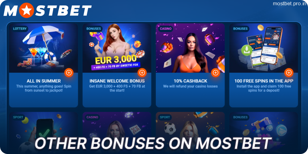 Other bonuses and promotions available on Mostbet India